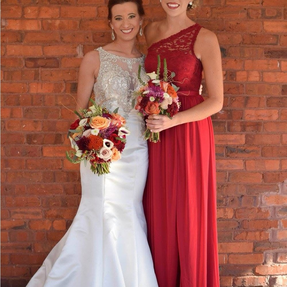 David’s Bridal One-Shoulder Lace Bridesmaid Dress - Picture 2 of 6